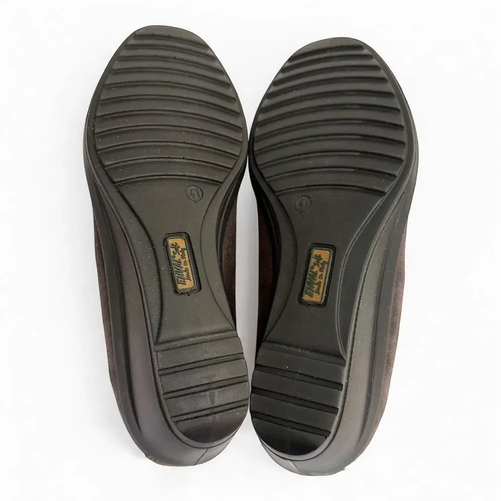 Enval Italian Leather Gray Suede Slip On Wedges - Size 41 | 10